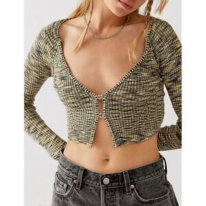 NWT Urban Outfitters Britt Cropped Cardigan Olive Green Size Medium